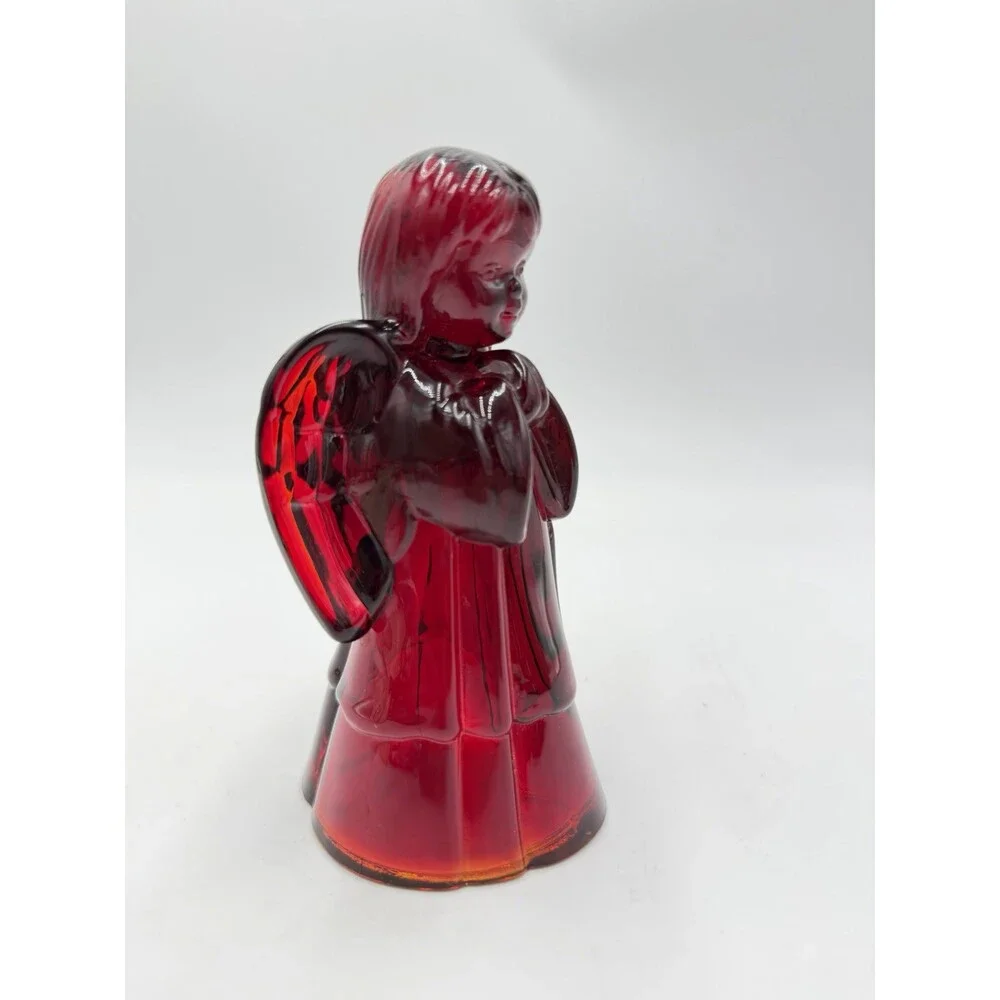 Fenton Art Glass USA Ruby Red Praying Angel Figurine 5.5” Rare Vintage